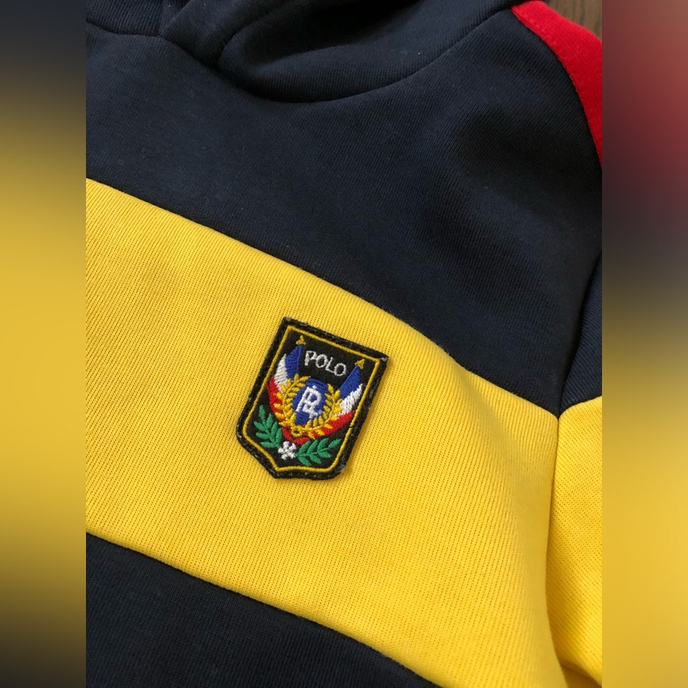 Polo Ralph Lauren Boys 6 RARE Vintage Colorblock Hooded Sweatshirt w/RLPC Crest - Picture 3 of 12